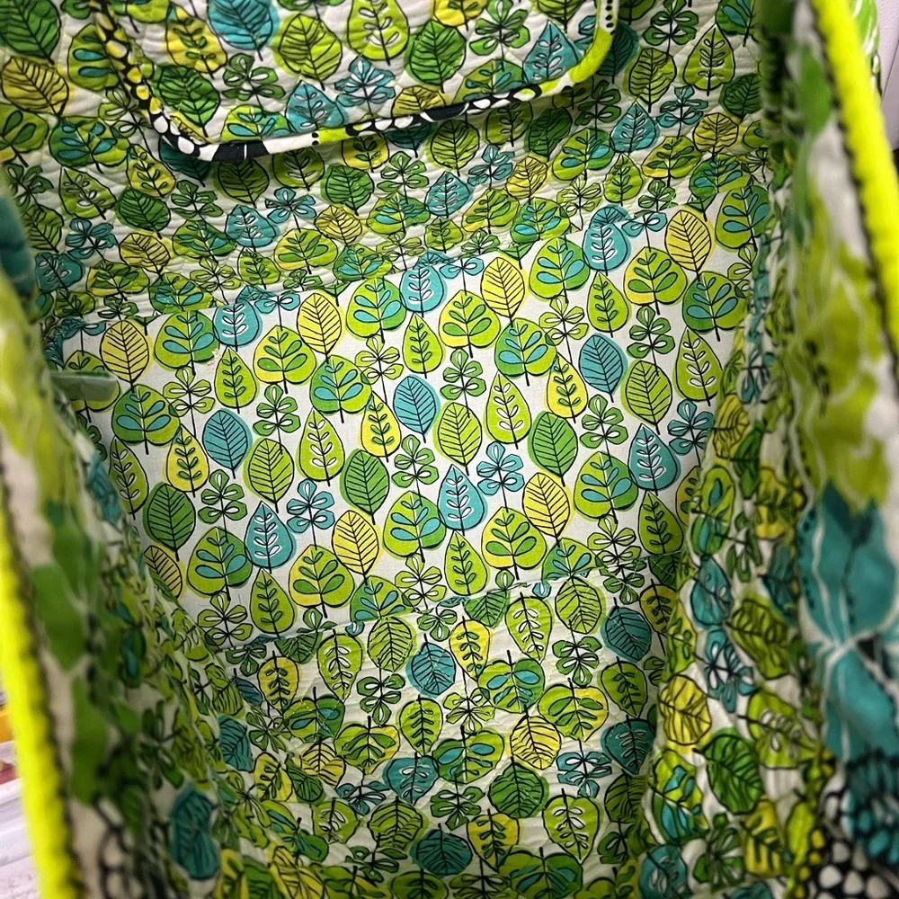 Large Vera Bradley Floral Green and Yellow Tote Bag‎